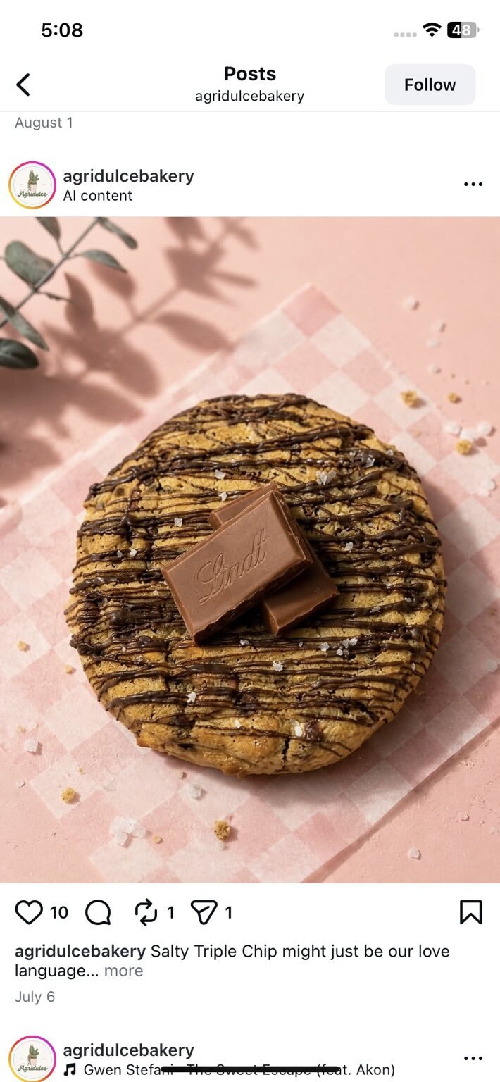 Agredulce chocolate chip cookie with chocolate drizzle and sea salt